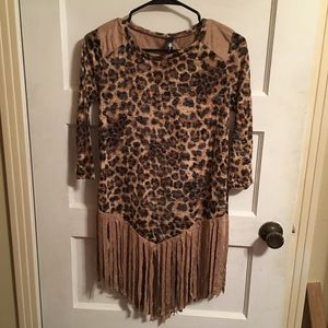 Cheetah Top With Fringe